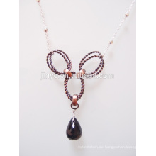 Fashion Black Onyx Achat Stein Teardrop Anhänger Hoop Halskette